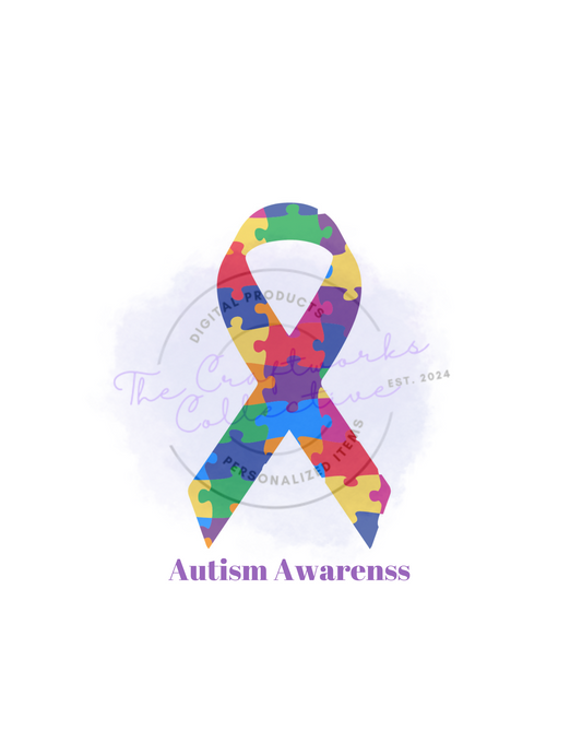 Autism Awareness Ribbon Editable Digital Download