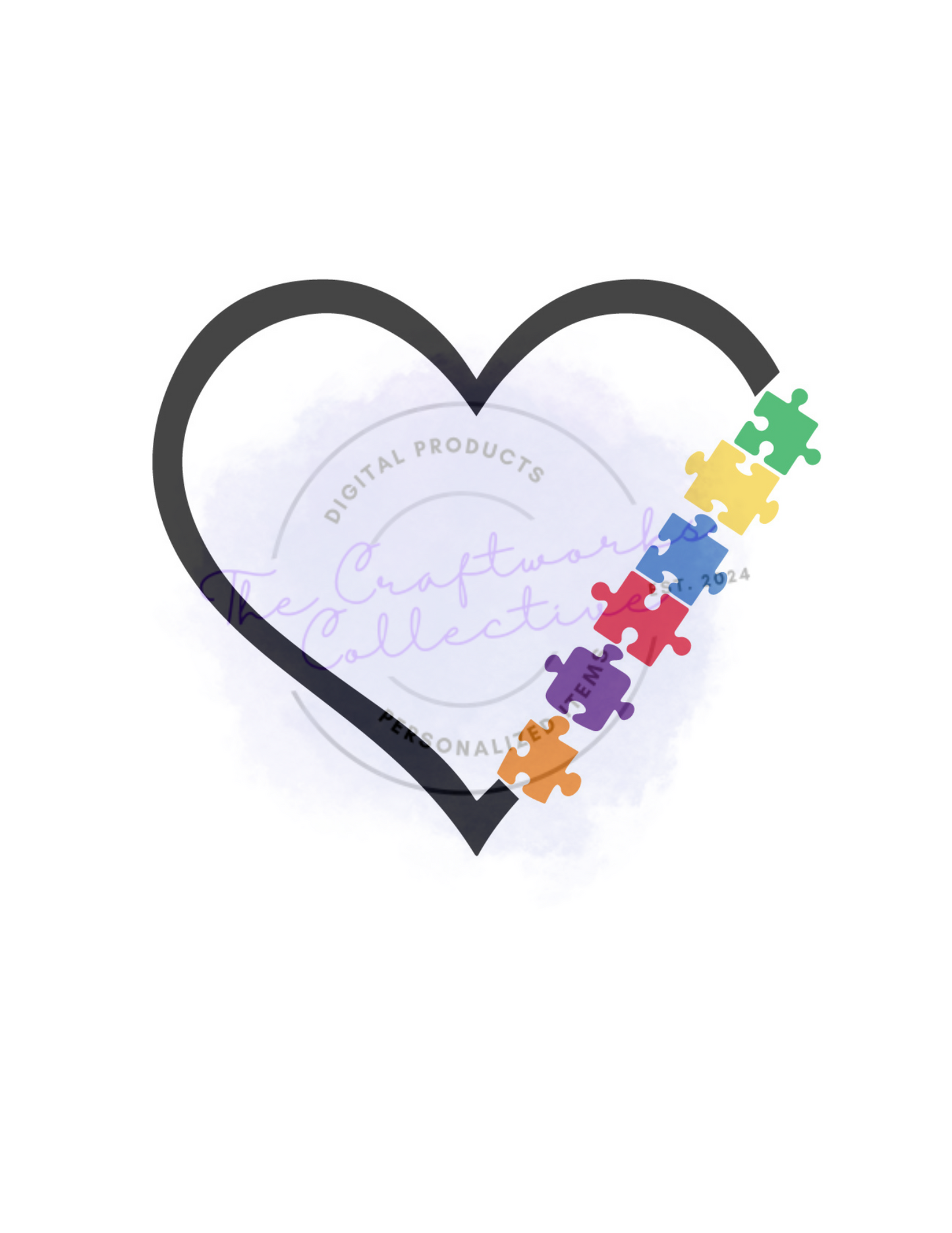 Open heart with Autism Awareness Puzzle Pieces Editable Digital Download