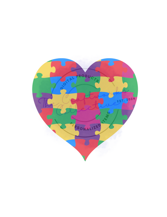 Autism Awareness Heart Puzzle Pieces Editable Digital Download